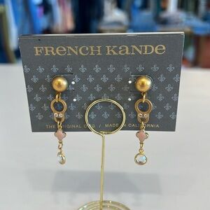 24K clad Blush Quatrefoil and Australian Crystal earrings with FK Mini Hoop